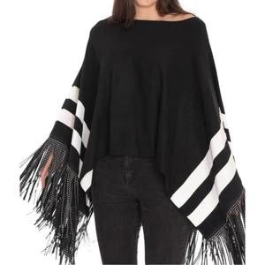 NEW VECCELI beth poncho in black/white